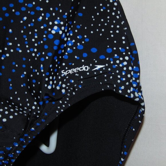 Speedo Black Blue White Polkadots Swimsuit 16 - Picture 3 of 7